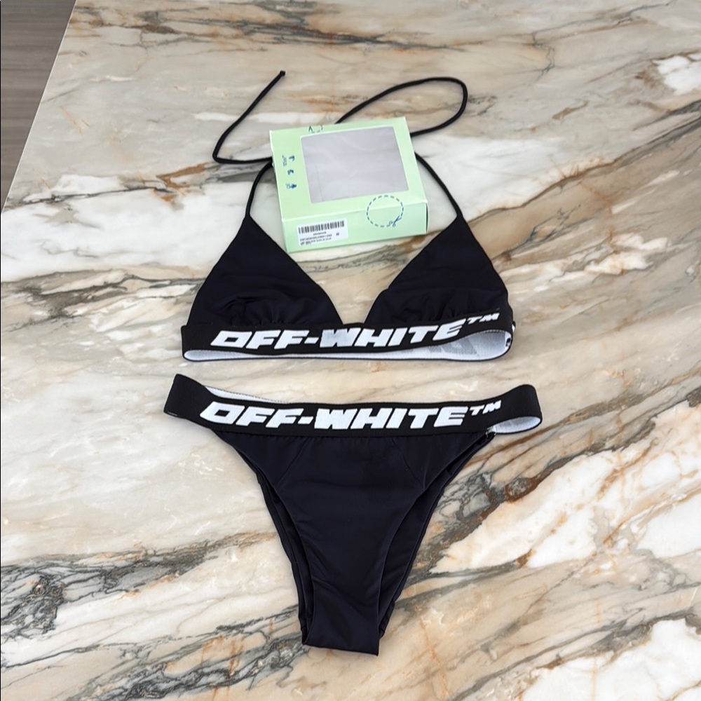 Off-White Logo Band Bikini Set-BLACK